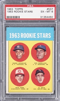 1963 Topps "1963 Rookie Stars" #537 Pete Rose Rookie Card - PSA EX-MT 6